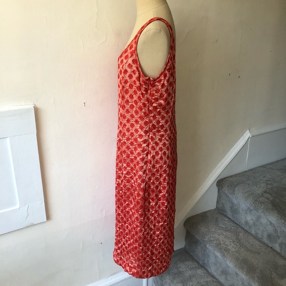 Piazza Sempione Red Crinkle Silk Burnout Dress - Picture 2 of 10